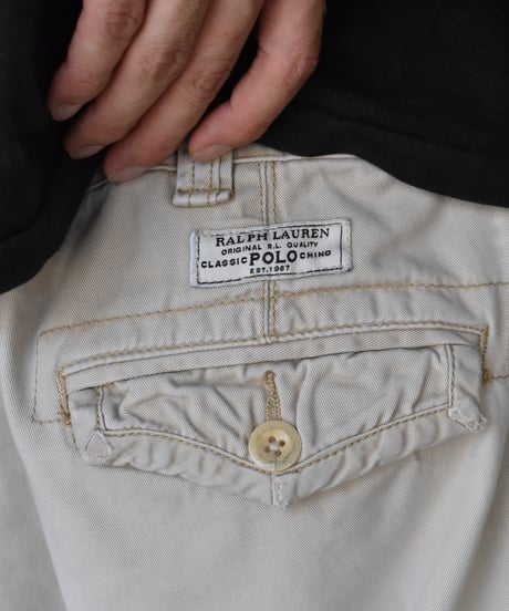 Used Painted Polo Ralph Lauren Cargo Shorts "Khaki" 03-223