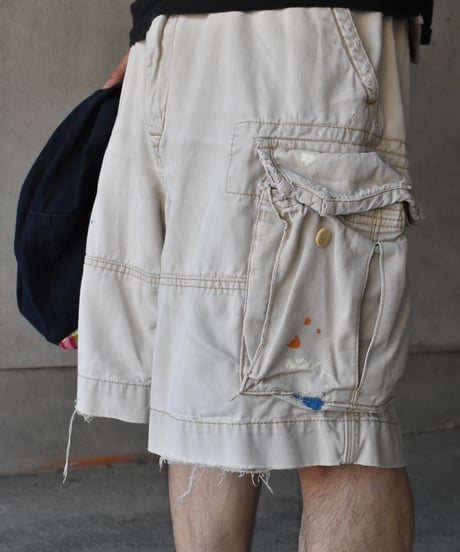 Used Painted Polo Ralph Lauren Cargo Shorts "Khaki" 03-223