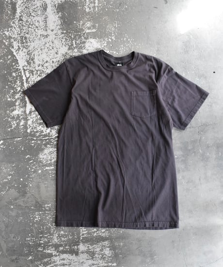 Used Stussy Logo Print Pocket S/S Tee Charcoal 04-514