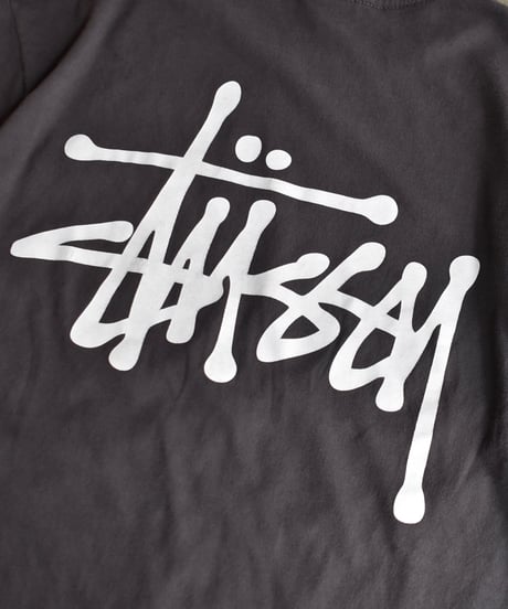 Used Stussy Logo Print Pocket S/S Tee Charcoal 04-514