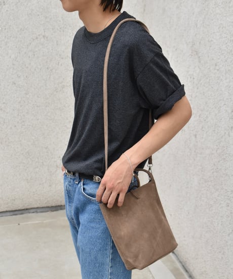 MARLON FIRENZE Calf Leather Mini Shopper Bag Taupe Suede