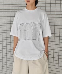 Los Angeles Apparel Garment Dye Damaged S/S Tee White Black Stitch
