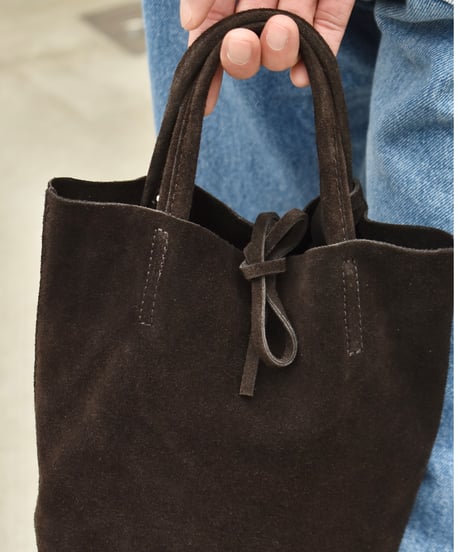 MARLON FIRENZE Calf Leather Mini Shopper Bag Cioccolato Suede