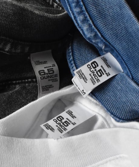 Los Angeles Apparel Garment Dye Damaged S/S Tee White Black Stitch