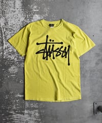 Used Stussy Logo Print S/S Tee Yellow 04-520