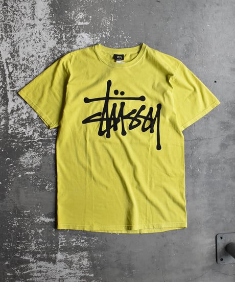 Used Stussy Logo Print S/S Tee Yellow 04-520