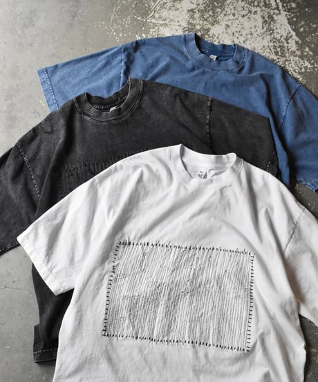 Los Angeles Apparel Garment Dye Damaged S/S Tee White Black Stitch
