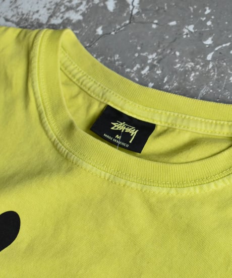 Used Stussy Logo Print S/S Tee Yellow 04-520