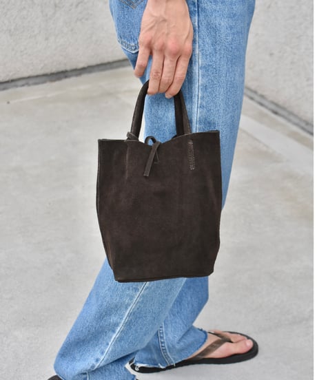 MARLON FIRENZE Calf Leather Mini Shopper Bag Cioccolato Suede