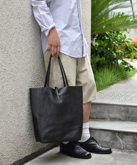 MARLON FIRENZE Calf Leather Shopper Bag Nero