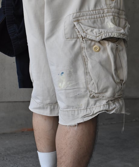 Used Painted Polo Ralph Lauren Cargo Shorts "Khaki" 03-223