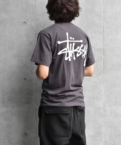 Used Stussy Logo Print Pocket S/S Tee Charcoal 04-514
