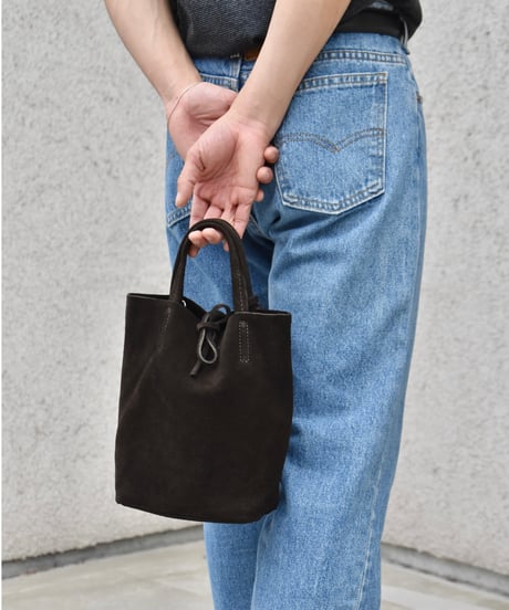 MARLON FIRENZE Calf Leather Mini Shopper Bag Cioccolato Suede