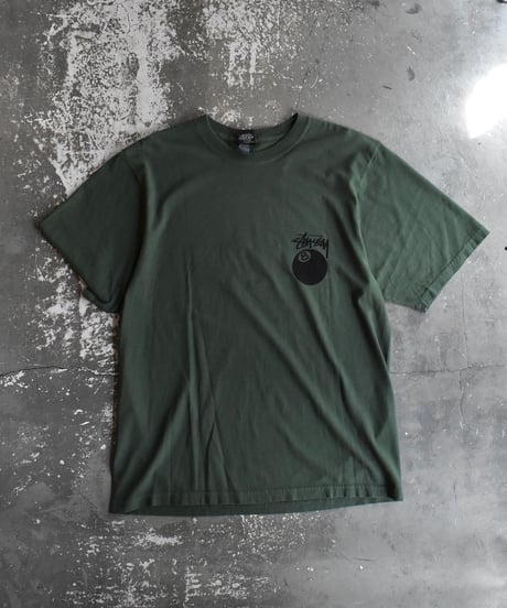 Used Stussy 8 Ball S/S Tee Pigment Dyed Green 04-521