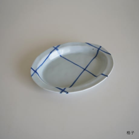 染付楕円皿／砂田政美