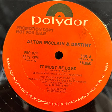 Altor Mc Clain and Destiny / It Must Be Love (12'')