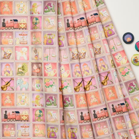 【限定商品】"TOYナイトボックス - カラフル　ピンク"　コットンシーチング　DP-4872-1D