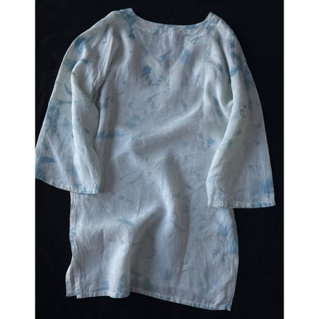 NO.88 PREMIUM HEMP DRESS 藍   -花影-
