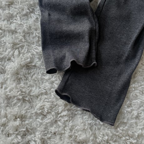 NO.86  COTTON SILK RIBBED SLIM PANTS  濃灰(無地)