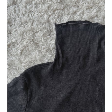 NO.85  COTTON SILK RIBBED TOP   濃灰(無地)