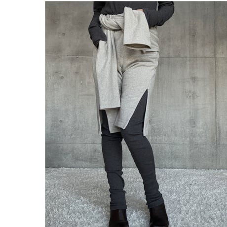 NO.86  COTTON SILK RIBBED SLIM PANTS  濃灰(無地)