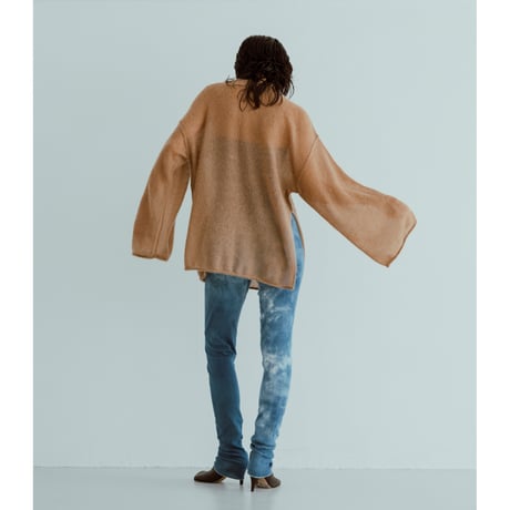 NO.86  COTTON SILK RIBBED SLIM PANTS  藍  -花影-