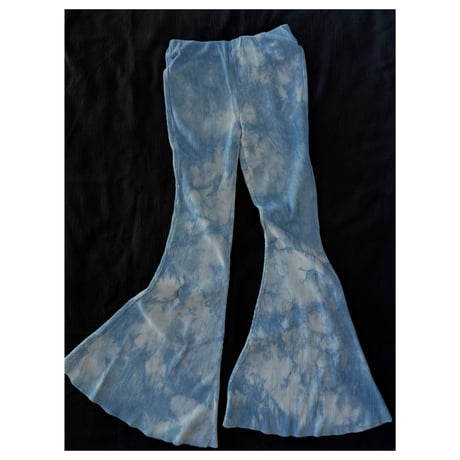 NO.103  RANDOM RIBS BELL PANTS  藍  -花影-【SIZE0】