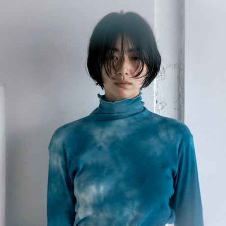 NO.85  COTTON SILK RIBBED TOP  藍  -花影-