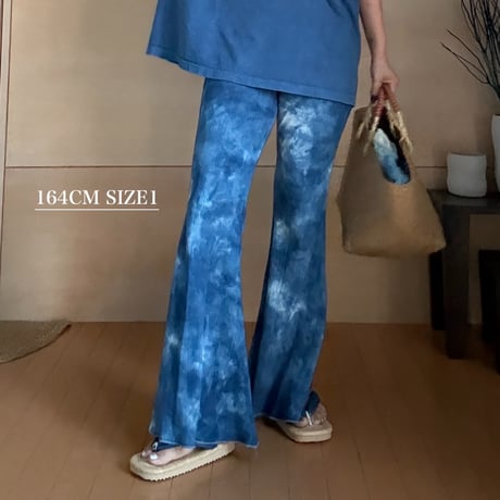 NO.103  RANDOM RIBS BELL PANTS  藍  -陰陽-【SIZE1】
