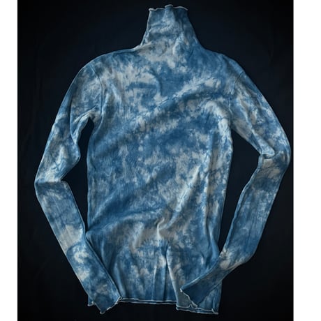 NO.85  COTTON SILK RIBBED TOP  藍  -花影-