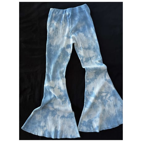 NO.103  RANDOM RIBS BELL PANTS  藍  -花影-【SIZE0】