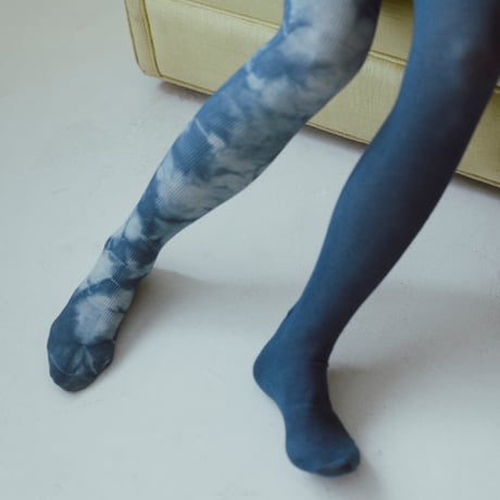 NO.124  COTTON  RIBBED  TIGHTS  藍  -花影-