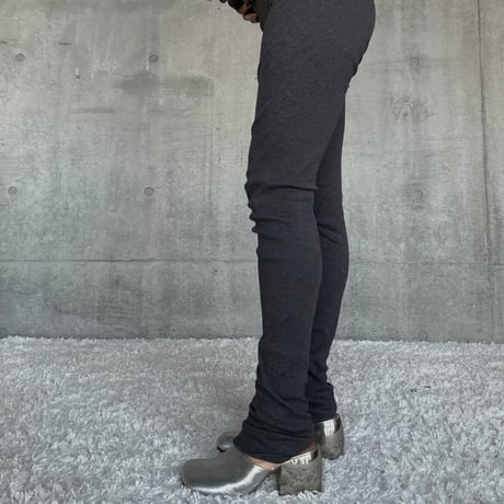NO.86  COTTON SILK RIBBED SLIM PANTS  濃灰(無地)