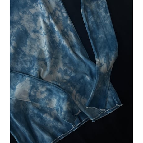 NO.85  COTTON SILK RIBBED TOP  藍  -花影-