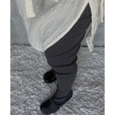 NO.86  COTTON SILK RIBBED SLIM PANTS  濃灰(無地)