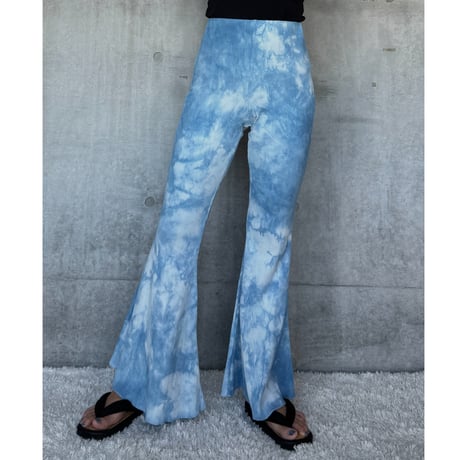 NO.103  RANDOM RIBS BELL PANTS  藍  -花影-【SIZE0】