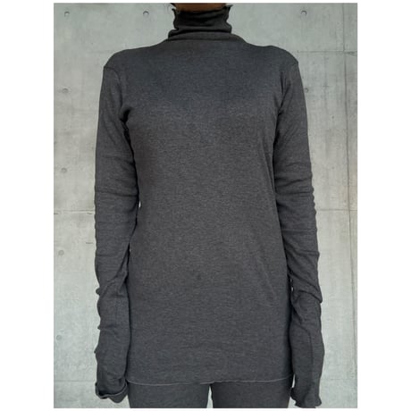 NO.85  COTTON SILK RIBBED TOP   濃灰(無地)