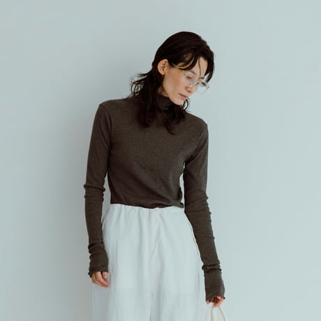 NO.85  COTTON SILK RIBBED TOP   濃灰(無地)