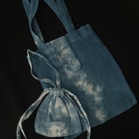 PREMIUM HEMP MINI TOTE&KINCHAKU SET  藍  -繋ぐ-