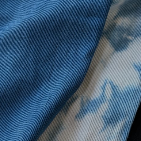 NO.86  COTTON SILK RIBBED SLIM PANTS  藍  -陰陽-   濃い / 淡い