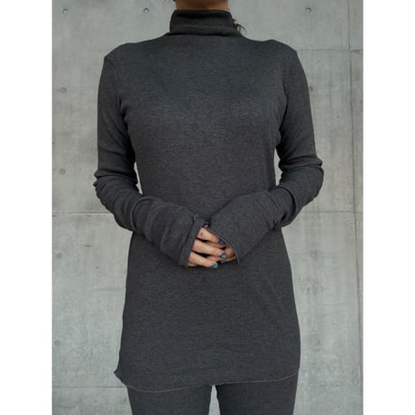 NO.85  COTTON SILK RIBBED TOP   濃灰(無地)
