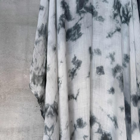 NO.64  RAMIE KAFTAN DRESS  炭色　-花影-【SIZE0】