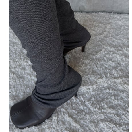 NO.86  COTTON SILK RIBBED SLIM PANTS  濃灰(無地)