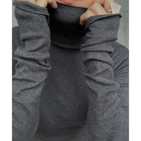 NO.85  COTTON SILK RIBBED TOP   濃灰(無地)