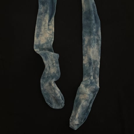 NO.124  COTTON  RIBBED  TIGHTS  藍  -花影-