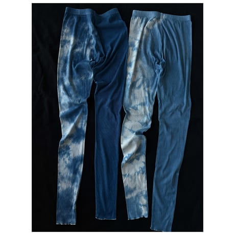 NO.86  COTTON SILK RIBBED SLIM PANTS  藍  -陰陽-   濃い / 淡い