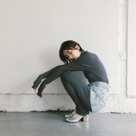 NO.86  COTTON SILK RIBBED SLIM PANTS  濃灰(無地)