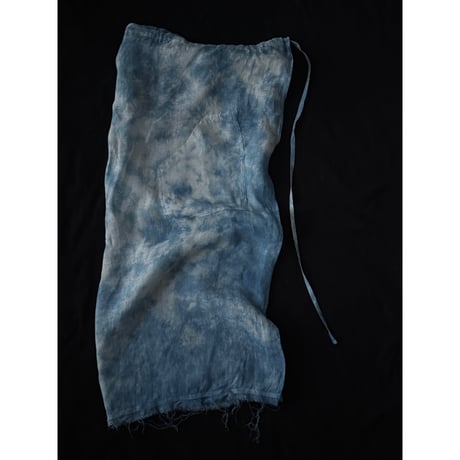 NO.98  LINEN GAUZE WRAP SKIRT  藍   -花影-淡い