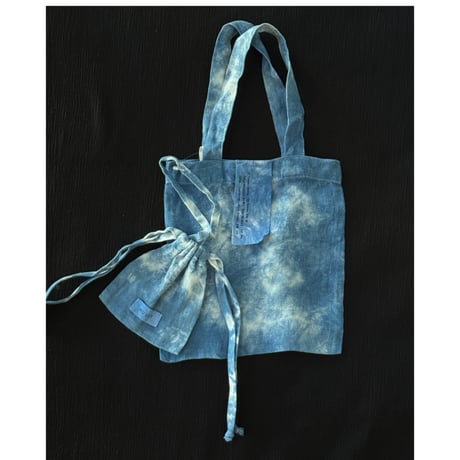 PREMIUM HEMP MINI TOTE&KINCHAKU SET  藍