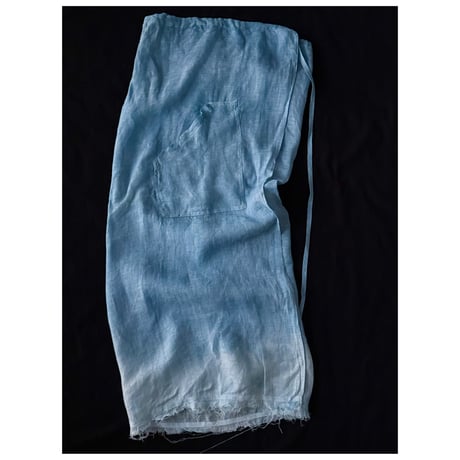 NO.98  LINEN GAUZE WRAP SKIRT  藍　淡い-陰陽-